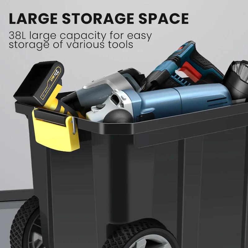 Airaj Portable Toolbox Large Tools Organizer Boxes Rolling Storage Box for Electrician with Wheels Multifunctional Plastic Case