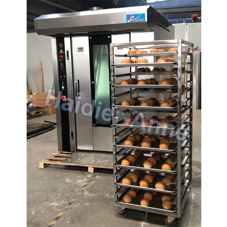 Best seller Heavy Duty 16/32/64 Trays Industrial Fuel/Electric Rotary Rack Oven/ Bread Production Line