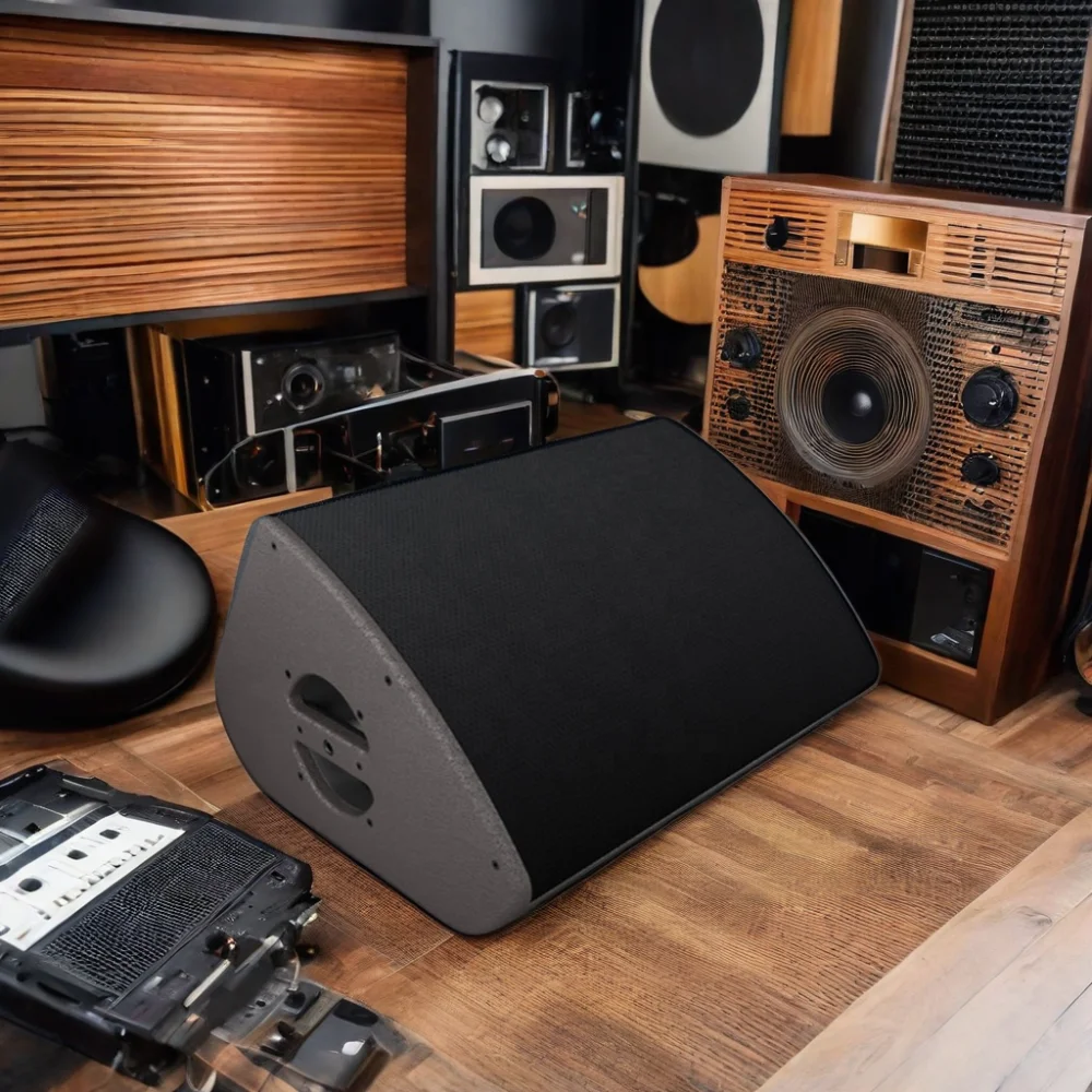 15-Inch Wooden Studio Monitor Speakers 2-Way Passive Coaxial Stage Floor Speaker with 1200W Output Power