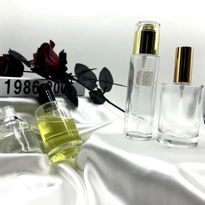 luxury cosmetic packaging 20ml 30ml 40ml 60ml 80ml 100ml 120ml body cream holographic flat glass serum bottle with pump dropper