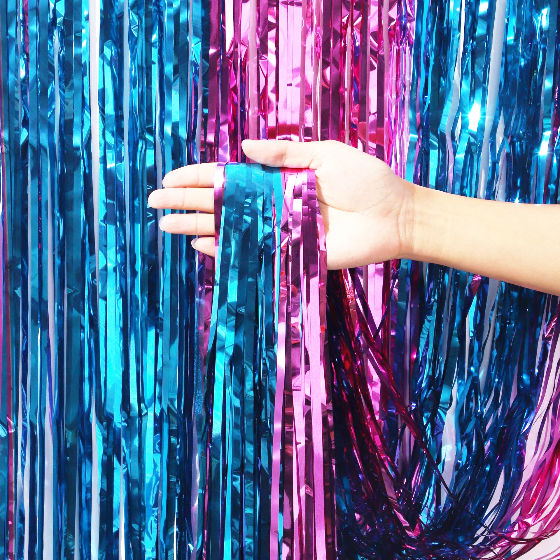 Holographic Tinsel Door Curtain Shimmering Foil Decoration for Party Entrances Rain curtain