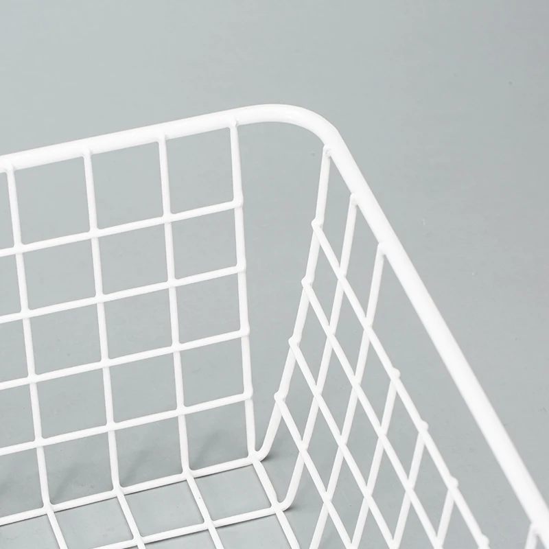 Square White household Metal Basket with handle for sundries