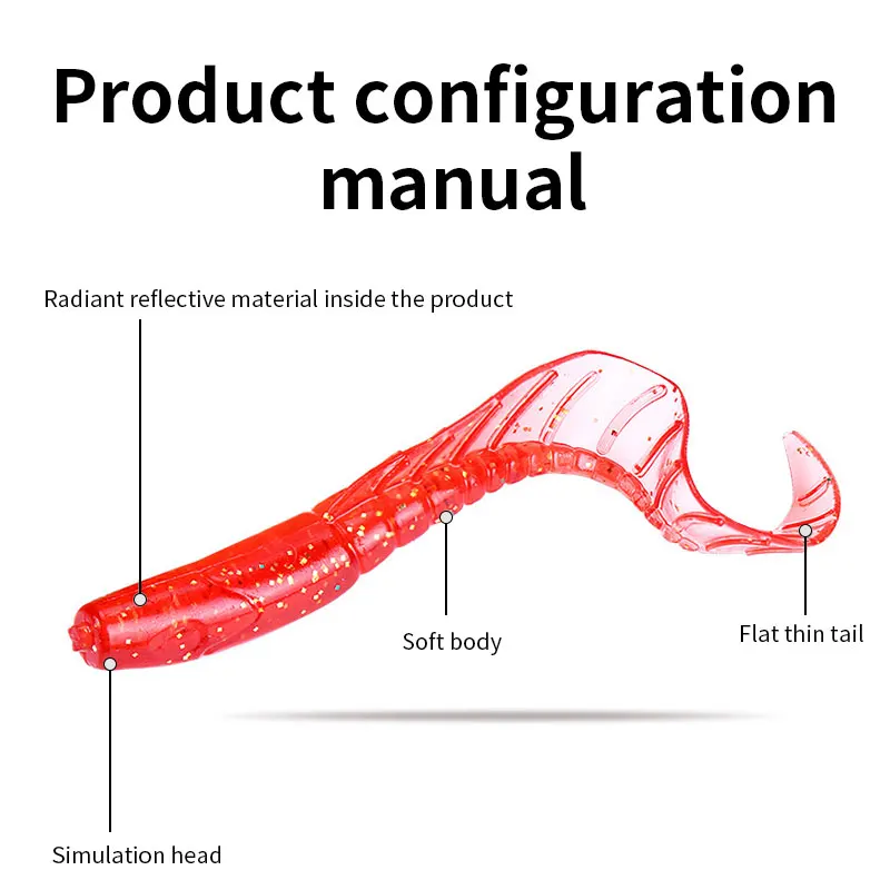 GASTORNI 6cm/2g 8cm/4g Glow Jelly Worm Lure Orange Rippletail Large Ocean Luminous Jig Trout Worm Fishing Lure