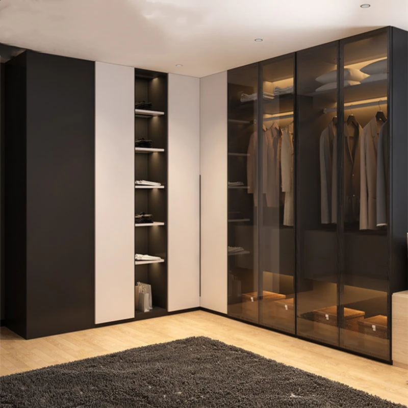 White Metal modular custom stainless steel wooden designs modern bedroom closet wardrobe