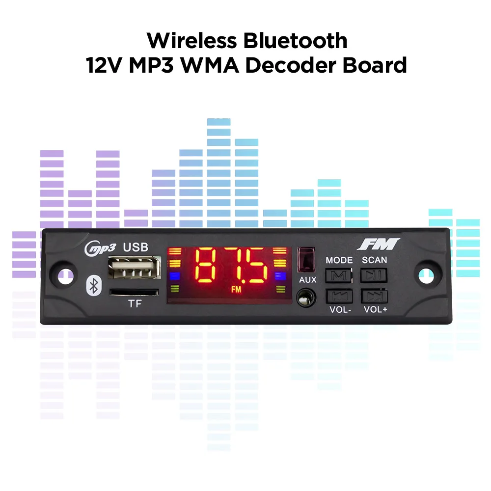 MP3 Decoder Board 12V Blue tooth 5.0  Car FM Radio Module Support TF USB AUX LCD Display With Remote Control