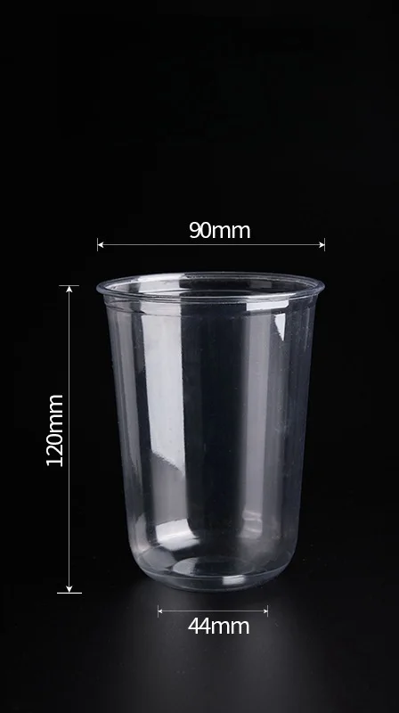 Factory Custom 90 Caliber U-Shaped Disposable Cups for Ice Cream Milk Tea Cold Drinks Coffee-Made of Plastic PET PP PVC