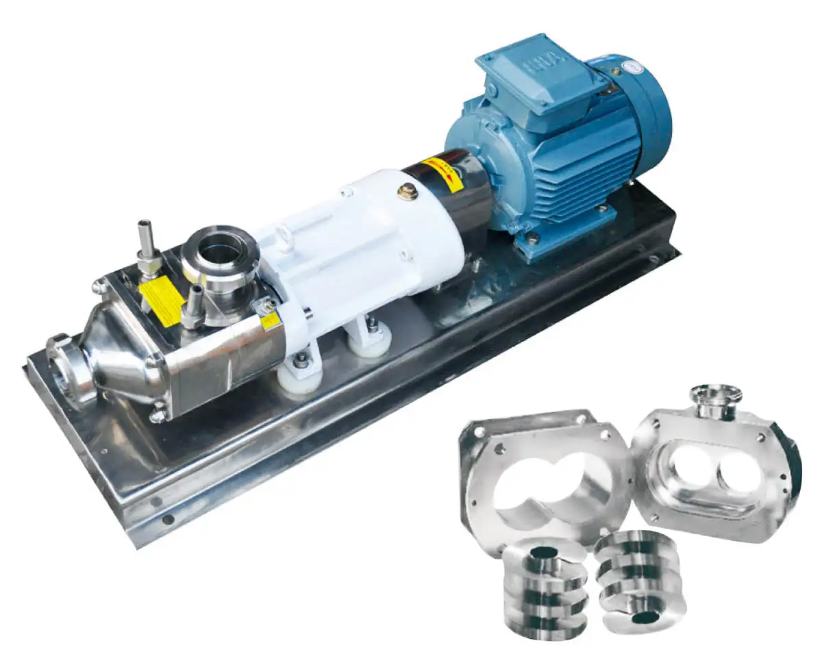 Sanitary Food Grade Twin Screw Pump Stainless Steel SS316 Electric High Viscosity Liquid Transfer Pump Cream Inverter Powered
