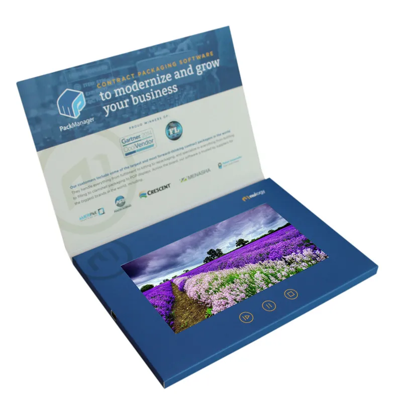 LCD brochures digital wedding invitation 7 inch tft lcd screen video greeting card support all video formats