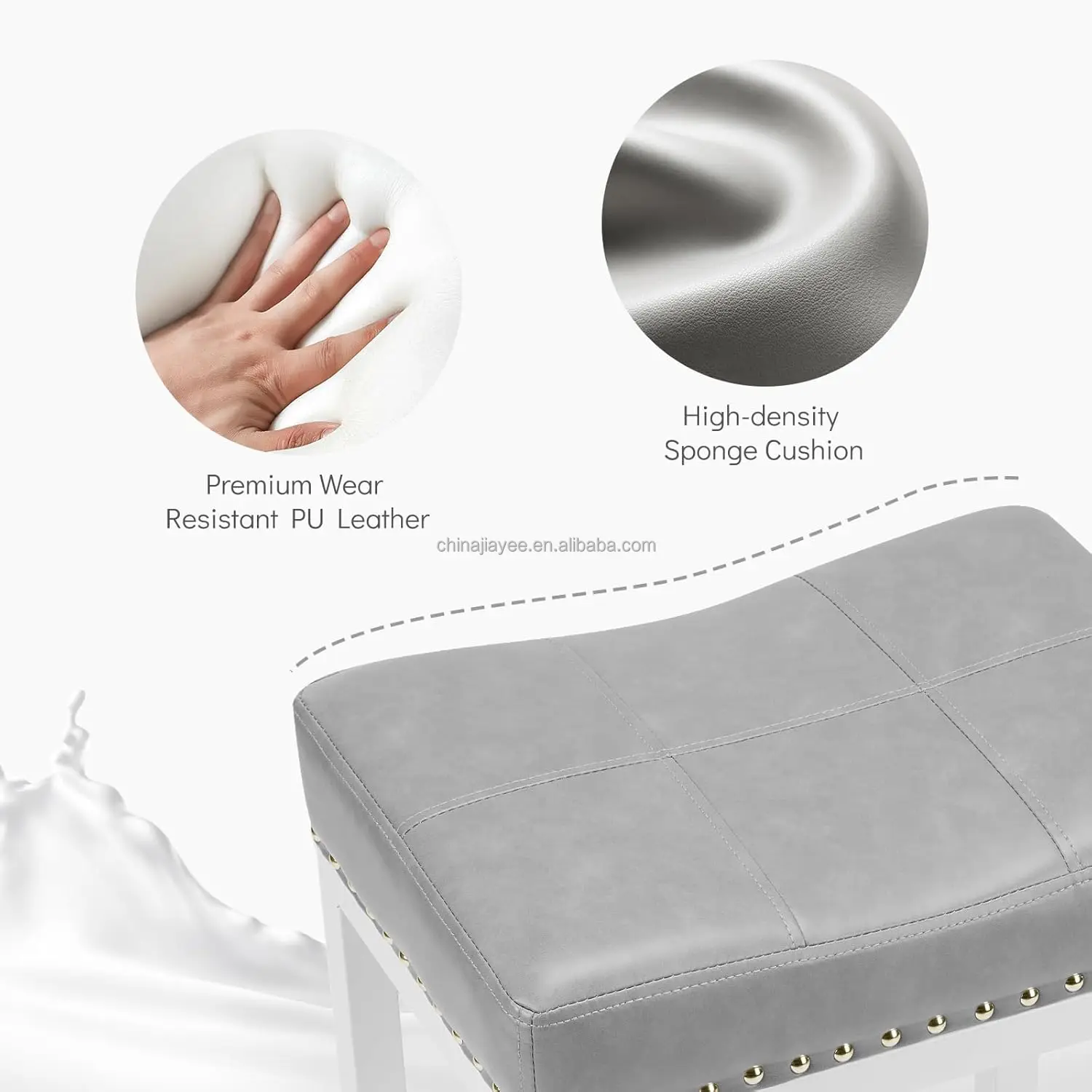 Bar Stools 24 inch Counter Height Bar stools with Metal Base PU Leather Saddle Stools