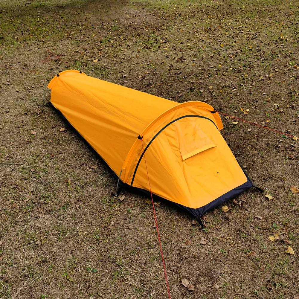 Single Person Outdoor Bivvy Tent Ultralight Hiking Backpacking Light Weight 1 Man Sleeping Tent 3 Seasons Green Orange
