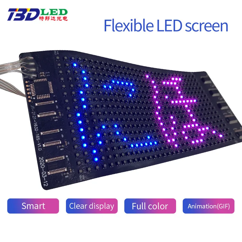 GrownsRGB color Flexible LED Display Screen T shirts Hats Insert Programmable Luminous Sheets Light Up Moving Messages