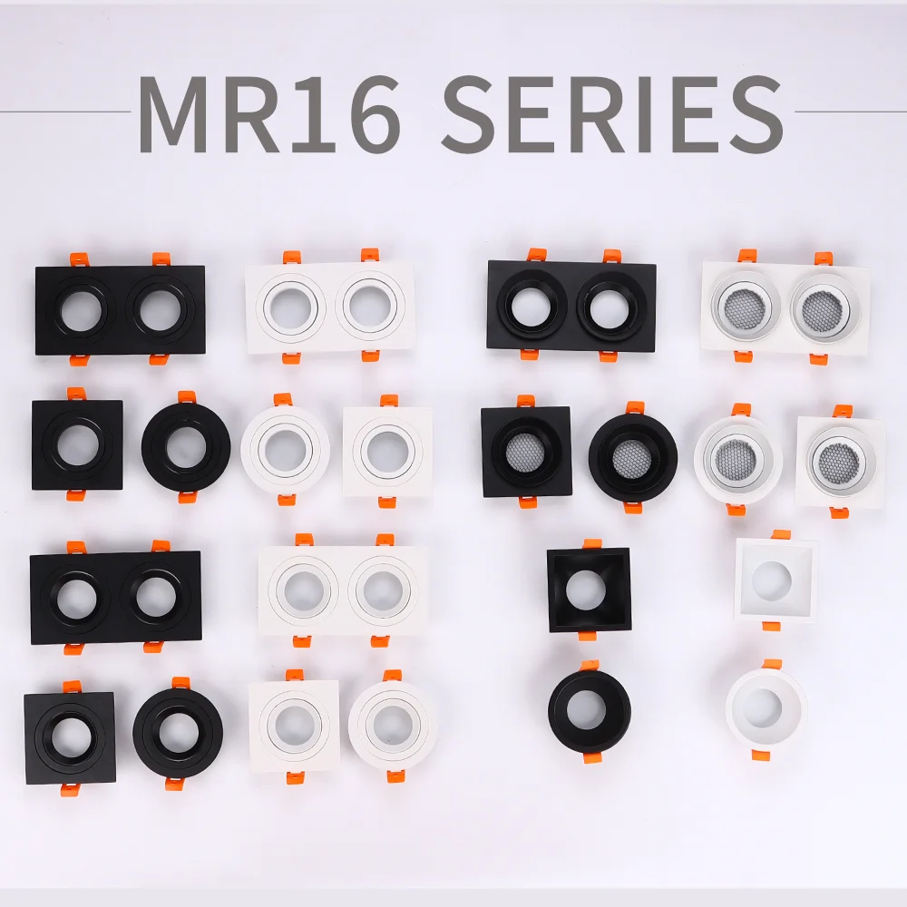 ERDU Commercial White Anti Glare Mr16 Spot Lights Pure Aluminium Gu10 Square Downlight Fitting