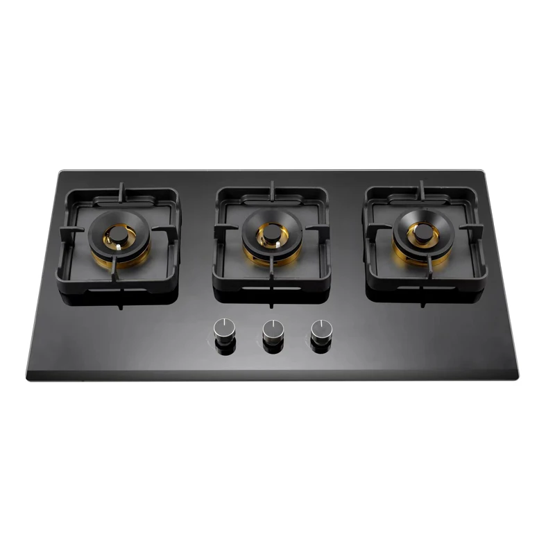 In-Smart three head stainless steel gas stove desktop hob cooking range household knob control high power 3 burner in kitchen