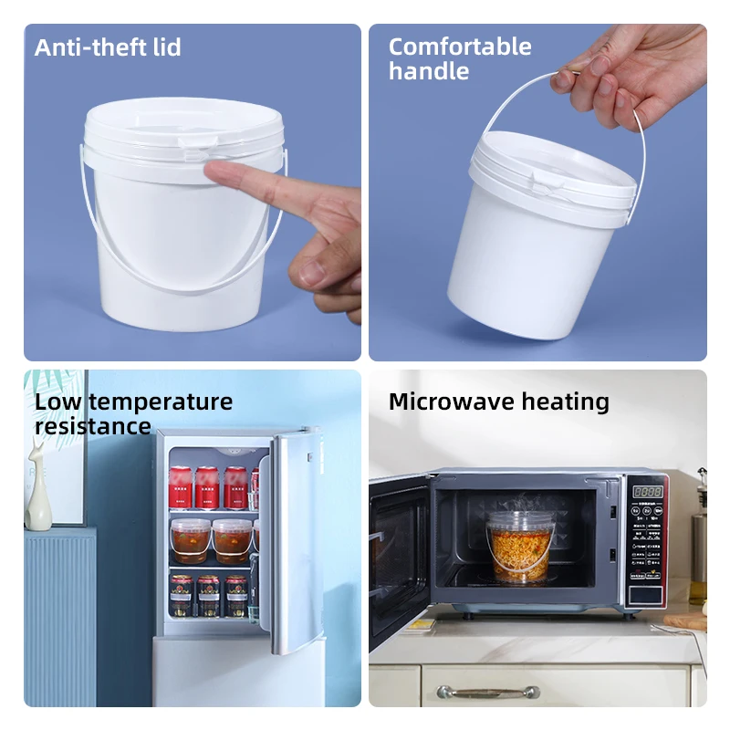 Wholesale PP Food Grade 1L Plastic Round Clear Bucket For Ice Cream Chocolate Popcorn Nuts Snack Packing