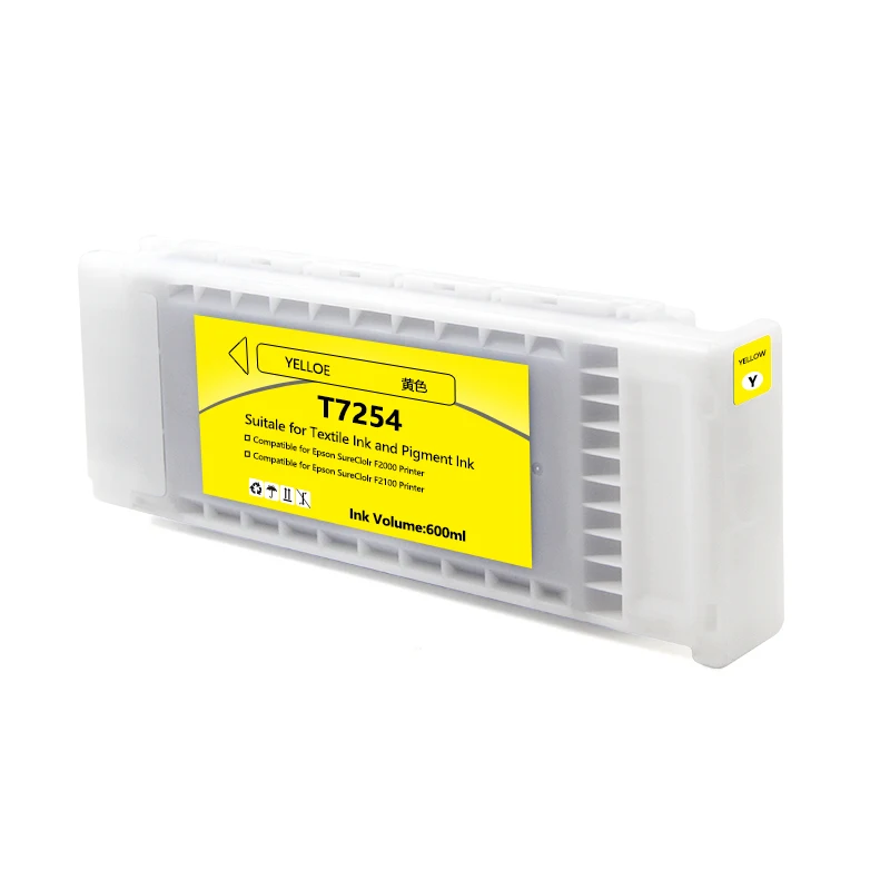Ocbestjet 600ML Compatible Ink Cartridge T7251-T7254 T725A For Epson Surecolor F2000 F2100  With High Quality Textile Ink