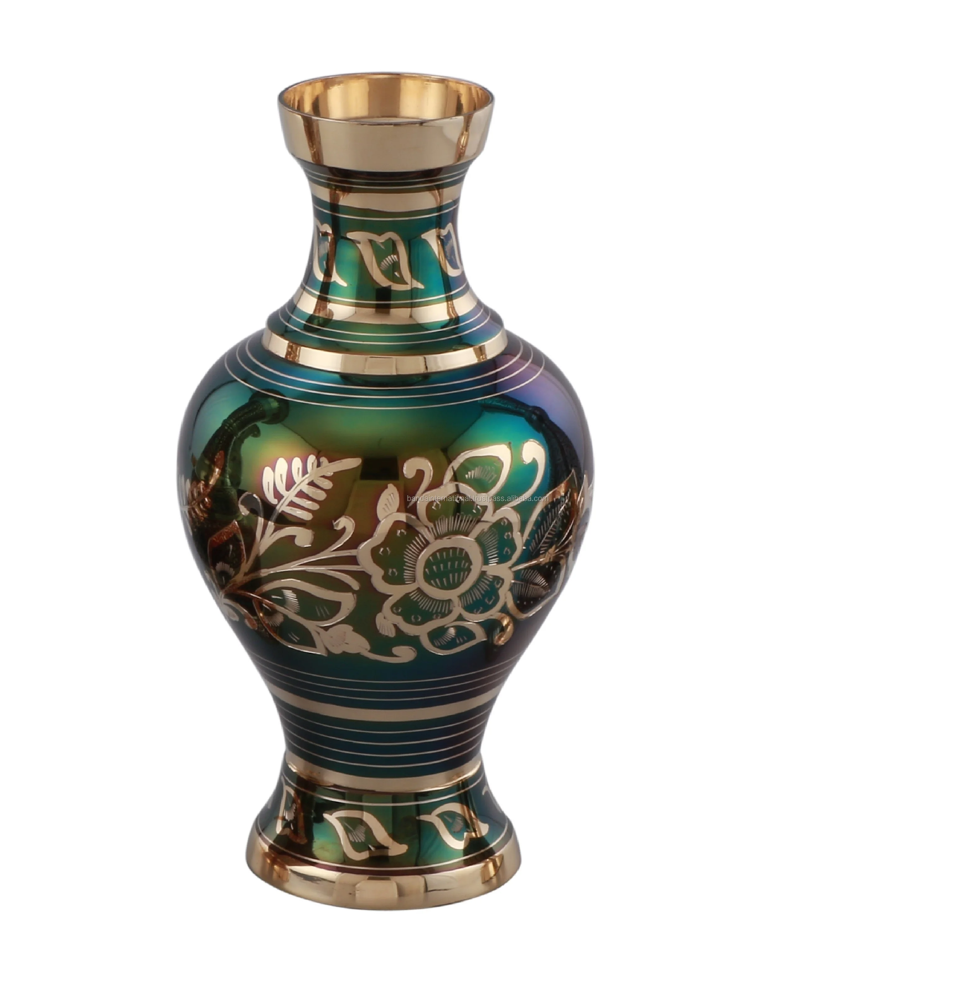 Metal Colourful Printed Flower Pot for Decorative Brass Vases Made Indian Home Decor
