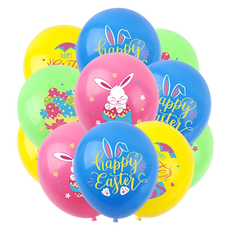 Easter Latex Balloons Rabbit Banner Egg Cake Topper Kit Festival Party Layout Prop For Spring Easter Birthday Party Decors KK016