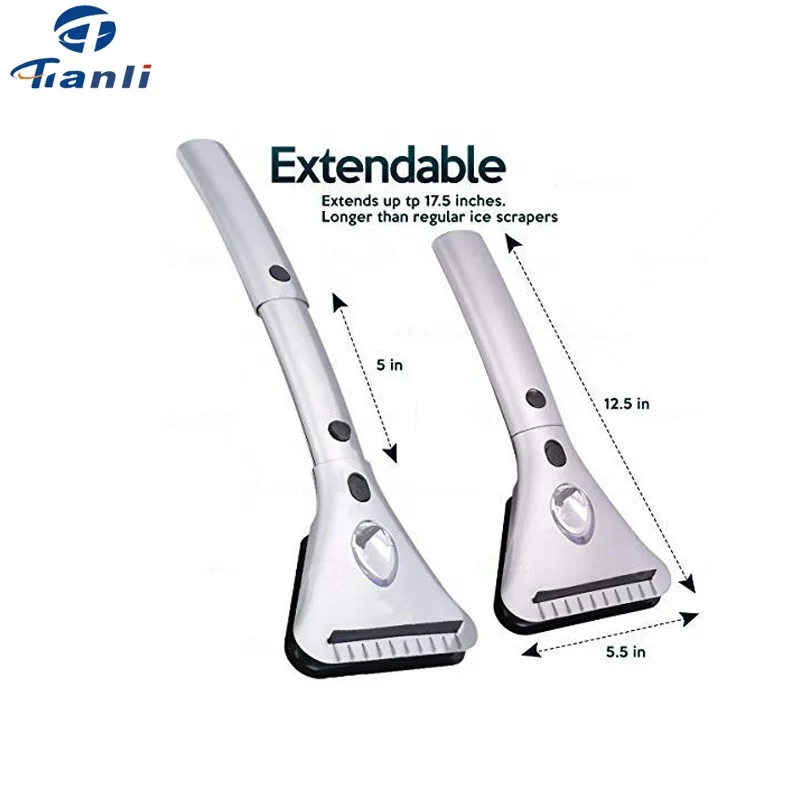 12 Volt Car Heated Ice Scraper Window Snow Shovel With Extendable Handle and LED light