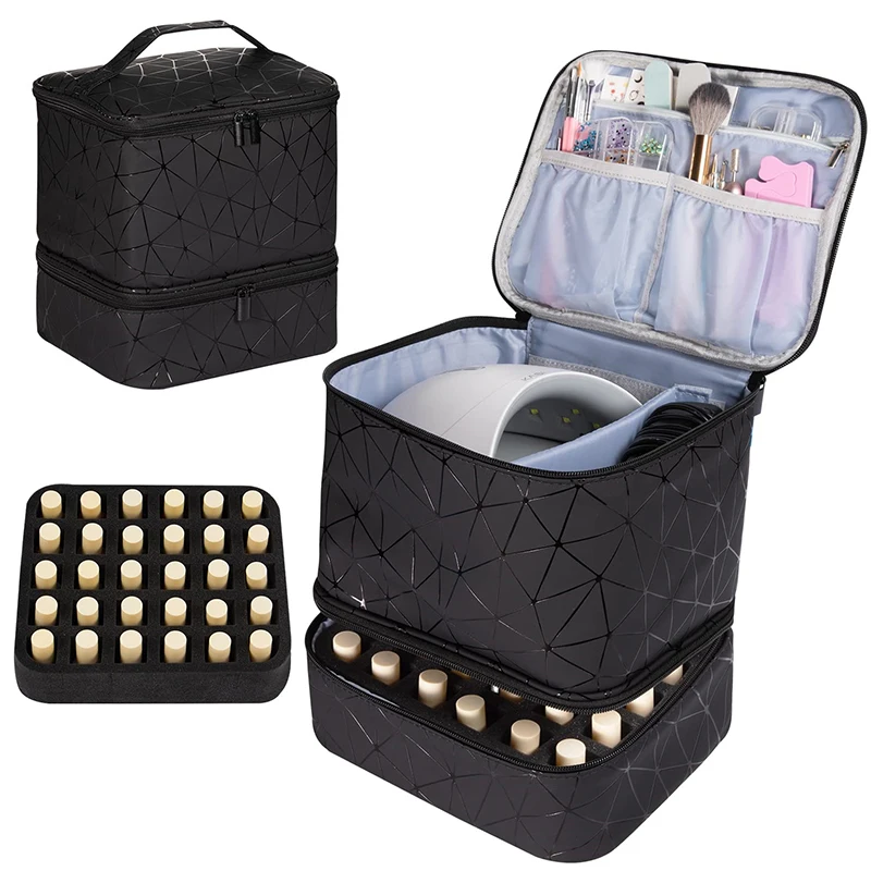 Hot Sell Nail Polish Organizer Travel Carrying Case for Nail Polish Kit Set Double Layer Nail Polish Storage Bag