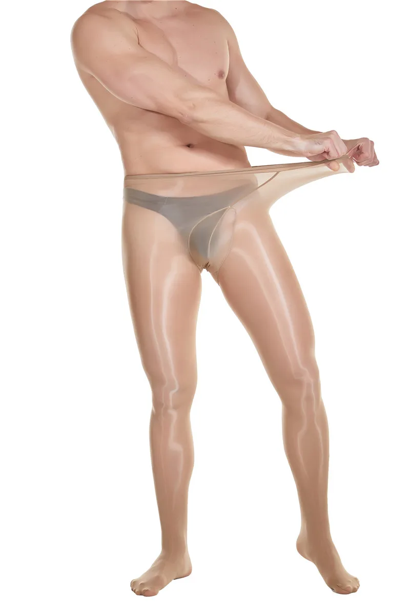 Custom Hot Sale Solid Sexy Invisible Glossy Seamless Oil Shiny Men Pantyhose