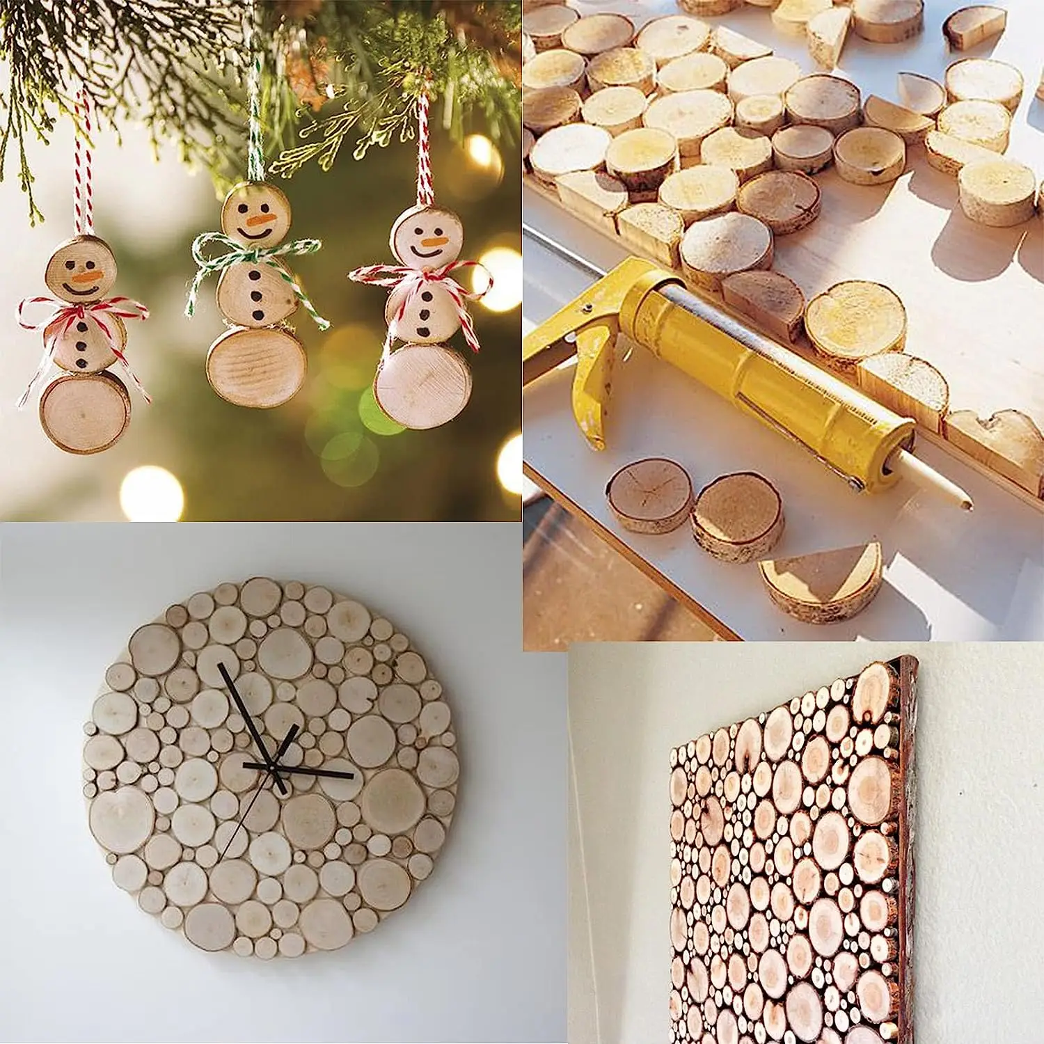 2024 Promotional Unfinished Wood Circles Wood Rounds Natural Wood Slice Centerpieces for Christmas Ornaments and Wedding Decor