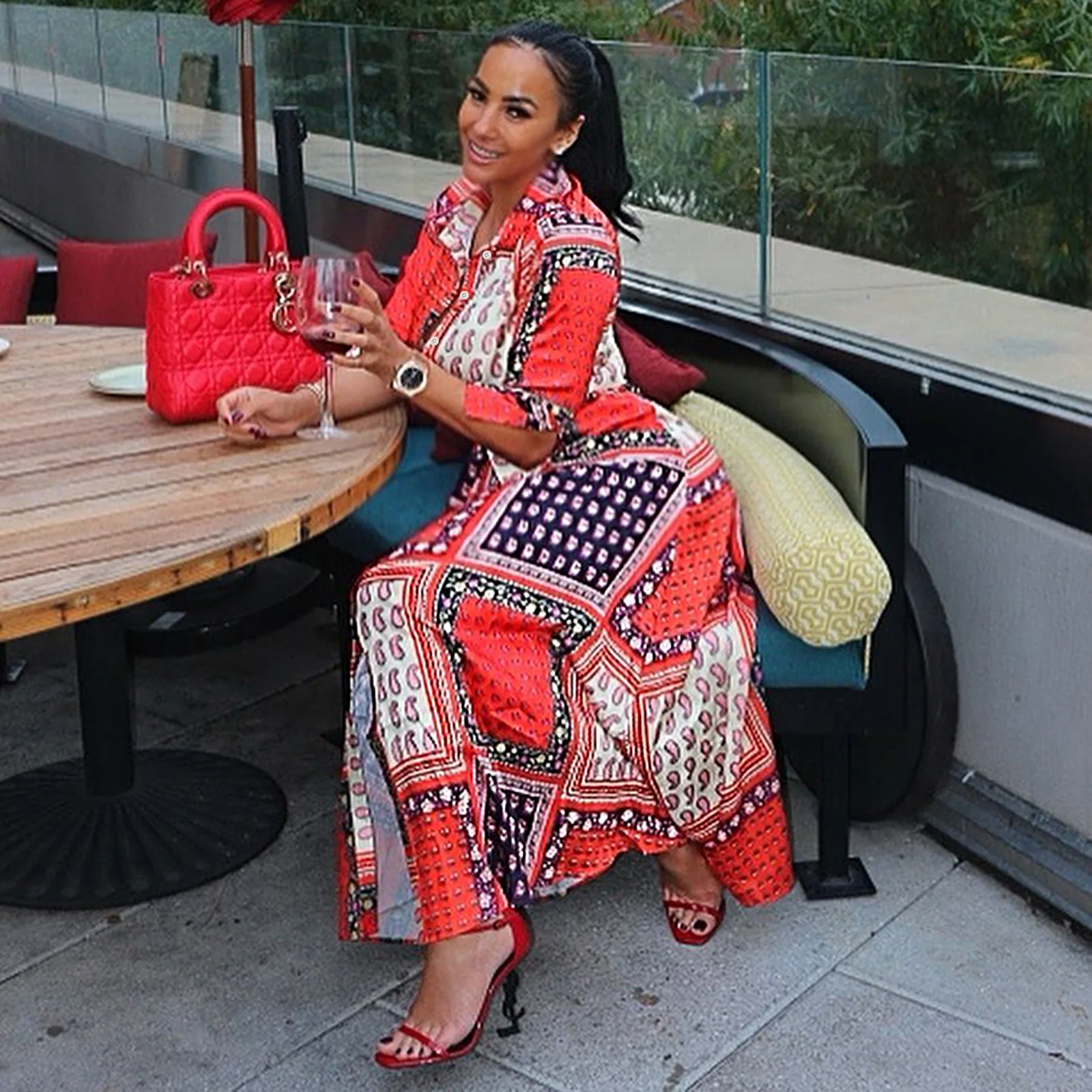 Evawanna INS fashion new printing high quality long coat for women coats for women