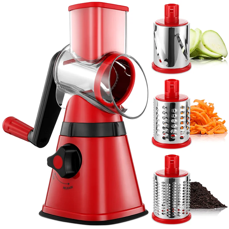 Hot Sell Cheese Grater Fruit Salad Maker 3 In 1 Vegetable Shredder For Kitchen Manual Rotary Grater Grinder Chopper