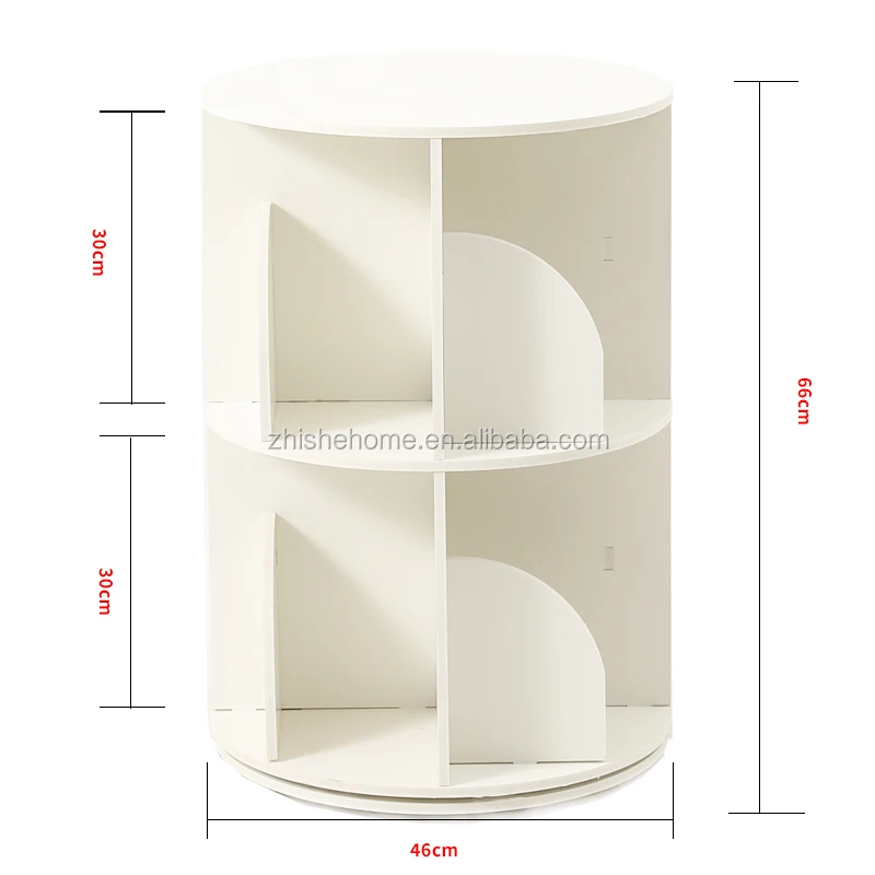 Modern White wooden rotating bookshelf bookcase