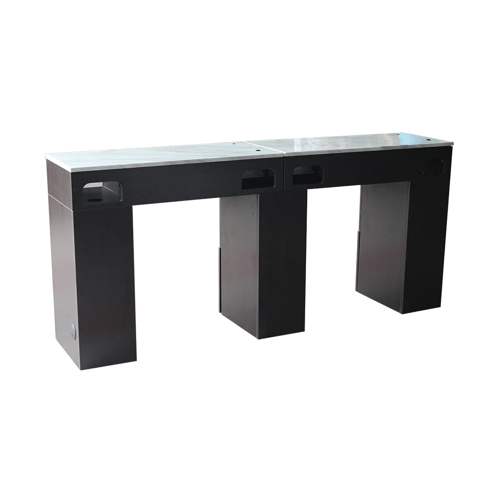 Luxury Granite Top Manicure Station Desk Spa Beauty Double Nail Salon Technician Table With Exhaust Fan