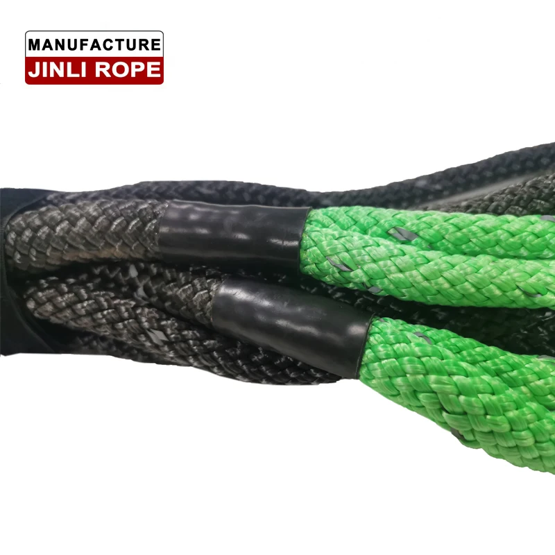 JINLI customized nylon 66 recovery tow rope kinetic rope with carry bag and soft shackle