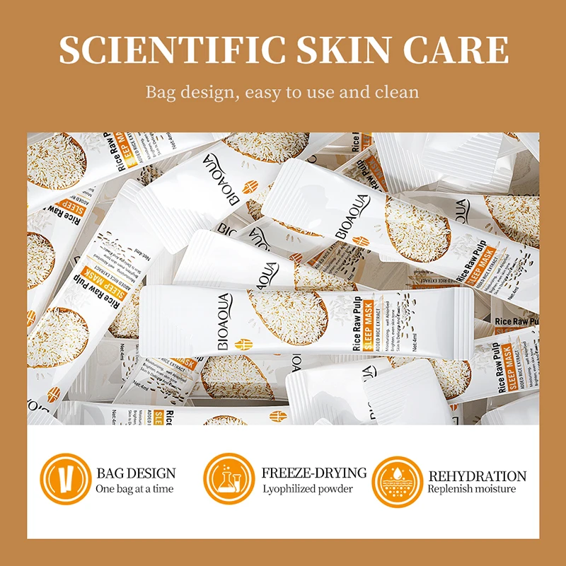 20pcs BIOAQUA Rice Raw Pulp Sleeping Masks Whitening Moisturizing Face Mask skincare Sleep Facial Masks
