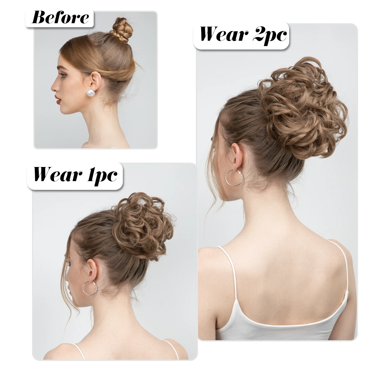 Summer Updo Hairstyles Wholesale Hair Donut Bun Curly Elastic Synthetic Easy Messy Extensions Hair Chignon For White Women