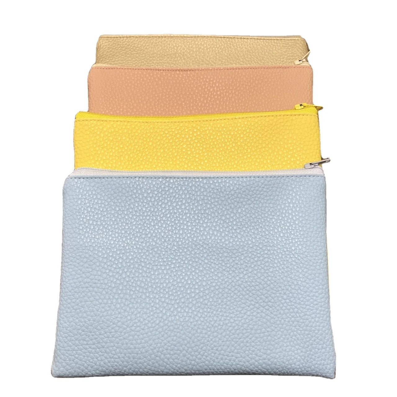 Macaron Colors Premium PU Leather Jewelry Cosmetic Zipper Pouch Bag with Custom Logo Embossed Printing