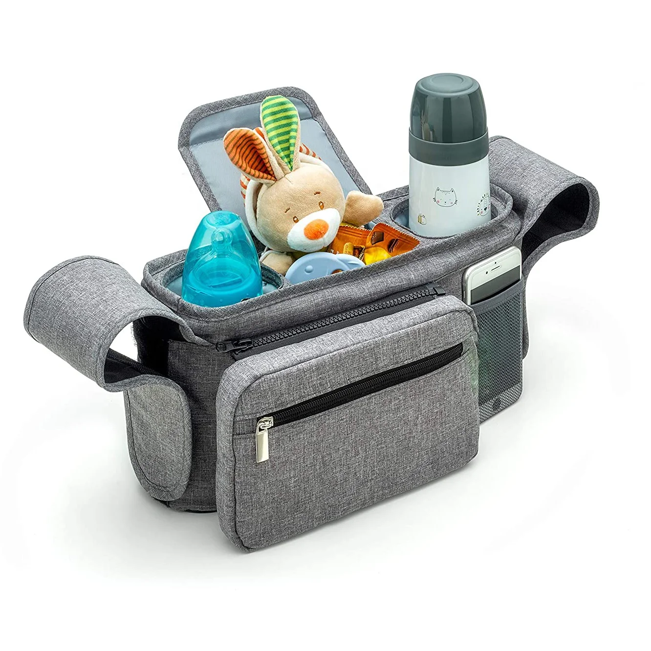 Universal Diaper Bag Baby Stroller Organizer Bag With Insulated Cup Holders