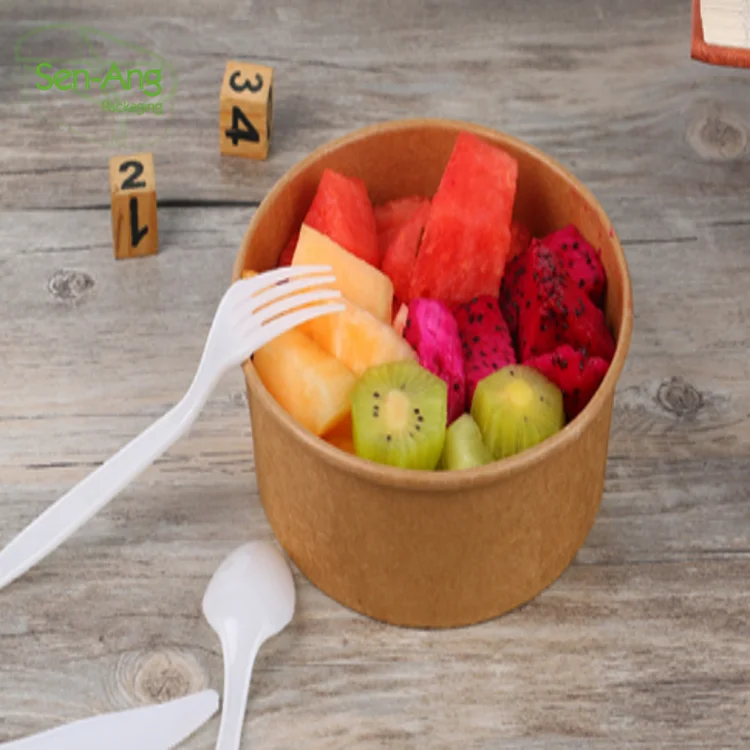 New Arrival 6 8 12Oz Take Out Kraft Paper Bowl Lid Container Noodle Packaging Custom Disposable Biodegradable Soup Cup