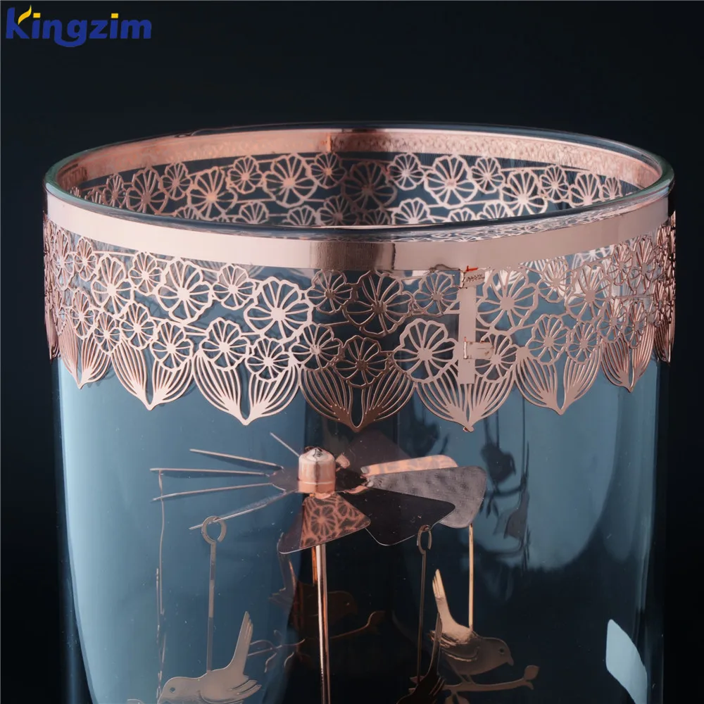 Customized Home Decoration Glass Carousel Candle Rotary Candle Holders Spinning Tea Light Holder for Home Decor Crafts