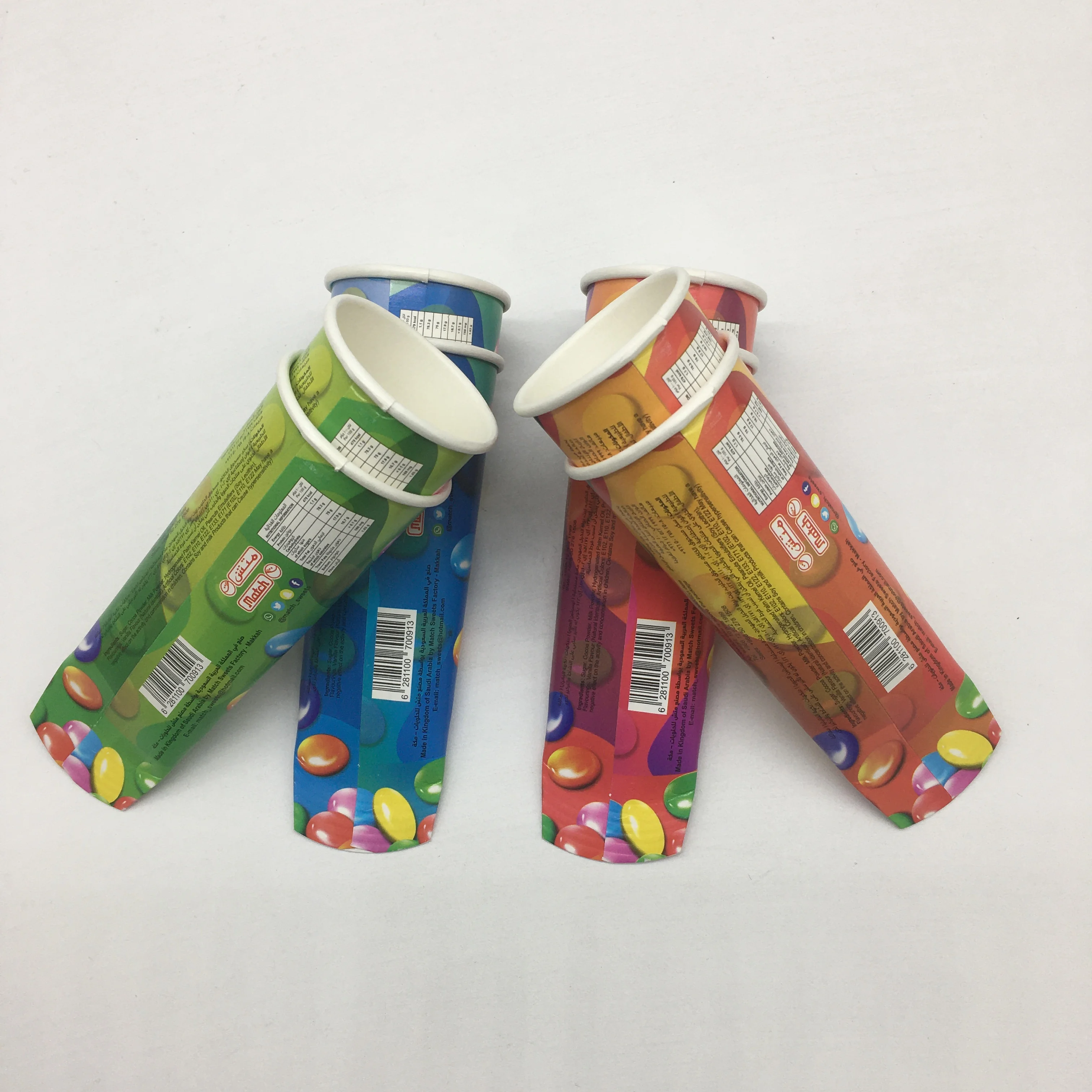 Customized Printing Disposable Calippo Cup Ice Lollies Tube Ice Cream Tube with aluminium paper lid