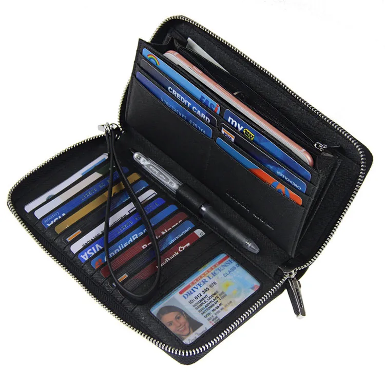 Ladies Fashion Travel Purse Zip Around Clutch Wallets Wristlet RFID Blocking PU Leather Women Long Wallet