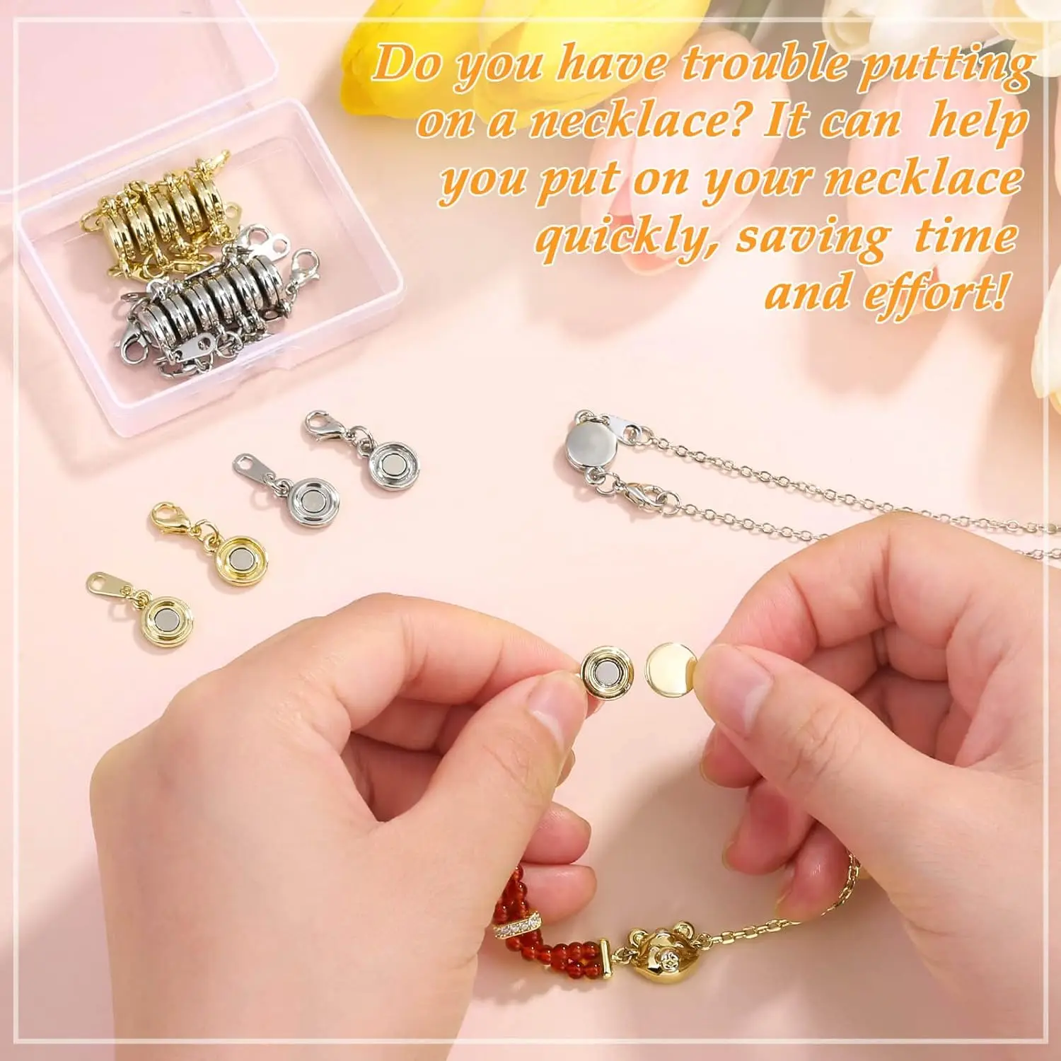 Magnetic Necklace Clasps and Closures Locking Magnetic Jewelry Clasps, Magnetic Necklace Extender