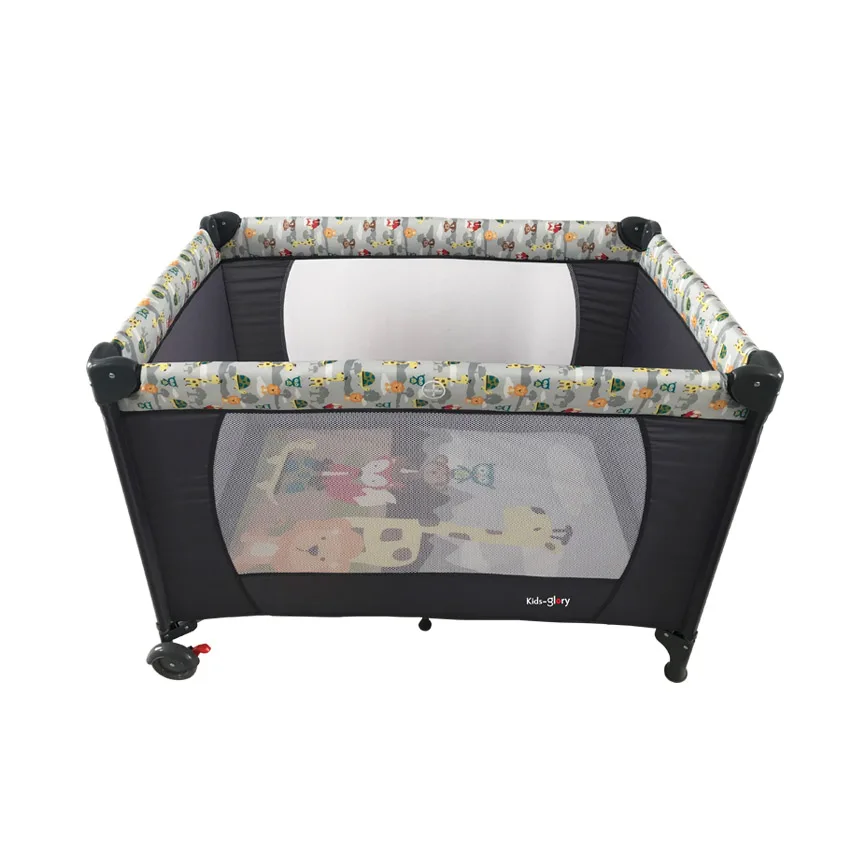 
High Quality Big Environmentally Friendly Custom Cloth Child Safety Fence Playpen With Brake Two Wheels 