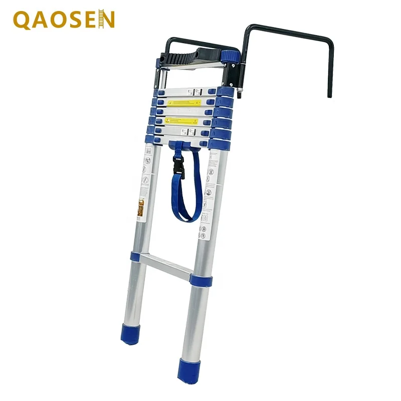 Backrest 30CM Hook Blue Telescopic Ladder Step Space 30cm Aluminium Straight Ladders Stairs EN131