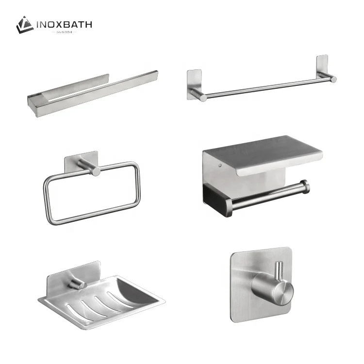 Hot sale Matte Black Wall Mounted SUS304 Single Holder Towel Bar Self adhesive Towel Rack for Bathroom