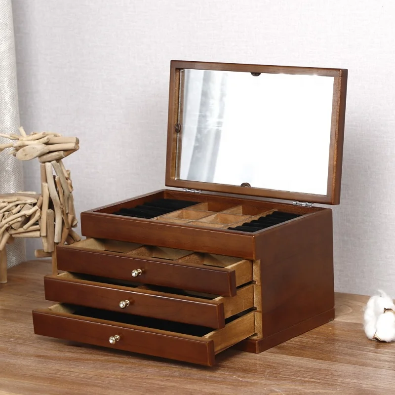 Wholesale white and red color jewelry box design wooden jewelry gift box custom available for rings necklaces earrings bracelets