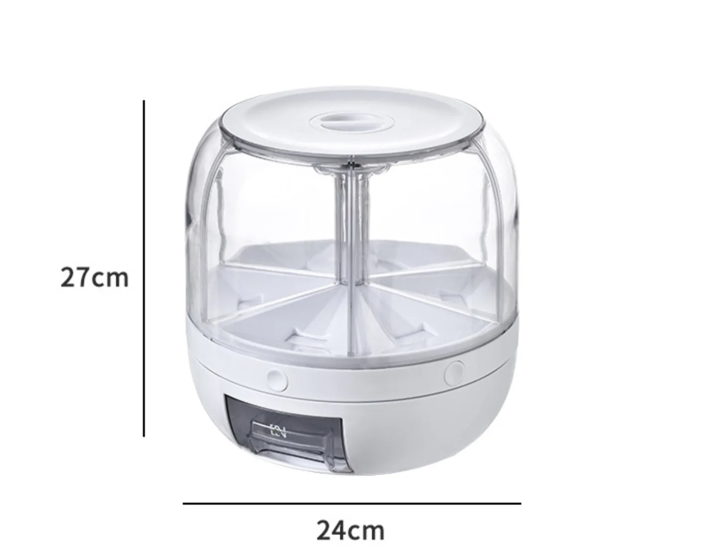 Rotating Cereal Rice Dispenser 6 Grid Drawer Type Plastic Grain Food Storage