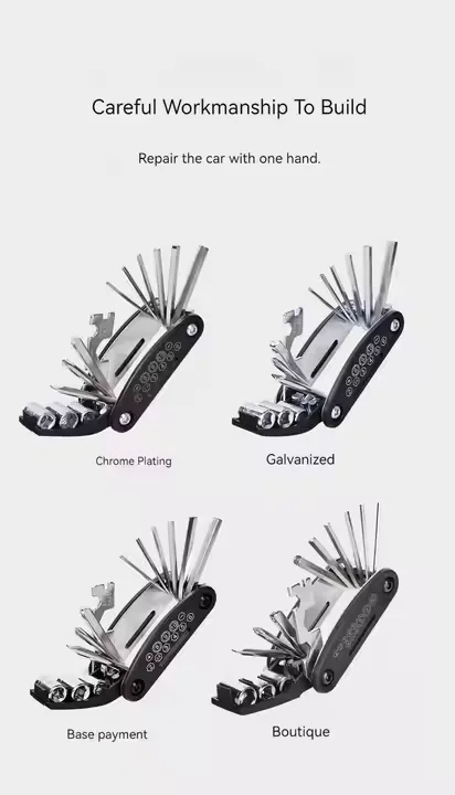 Black 11-in-1 Bike Repair Multi-Tool Portable Cycling Wrench