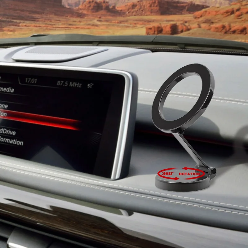 2023 New Design Hot Sale High Quality Universal  Foldable 360 Rotation Adjustable Aluminum Alloy Magnetic Car Phone Holder Stand