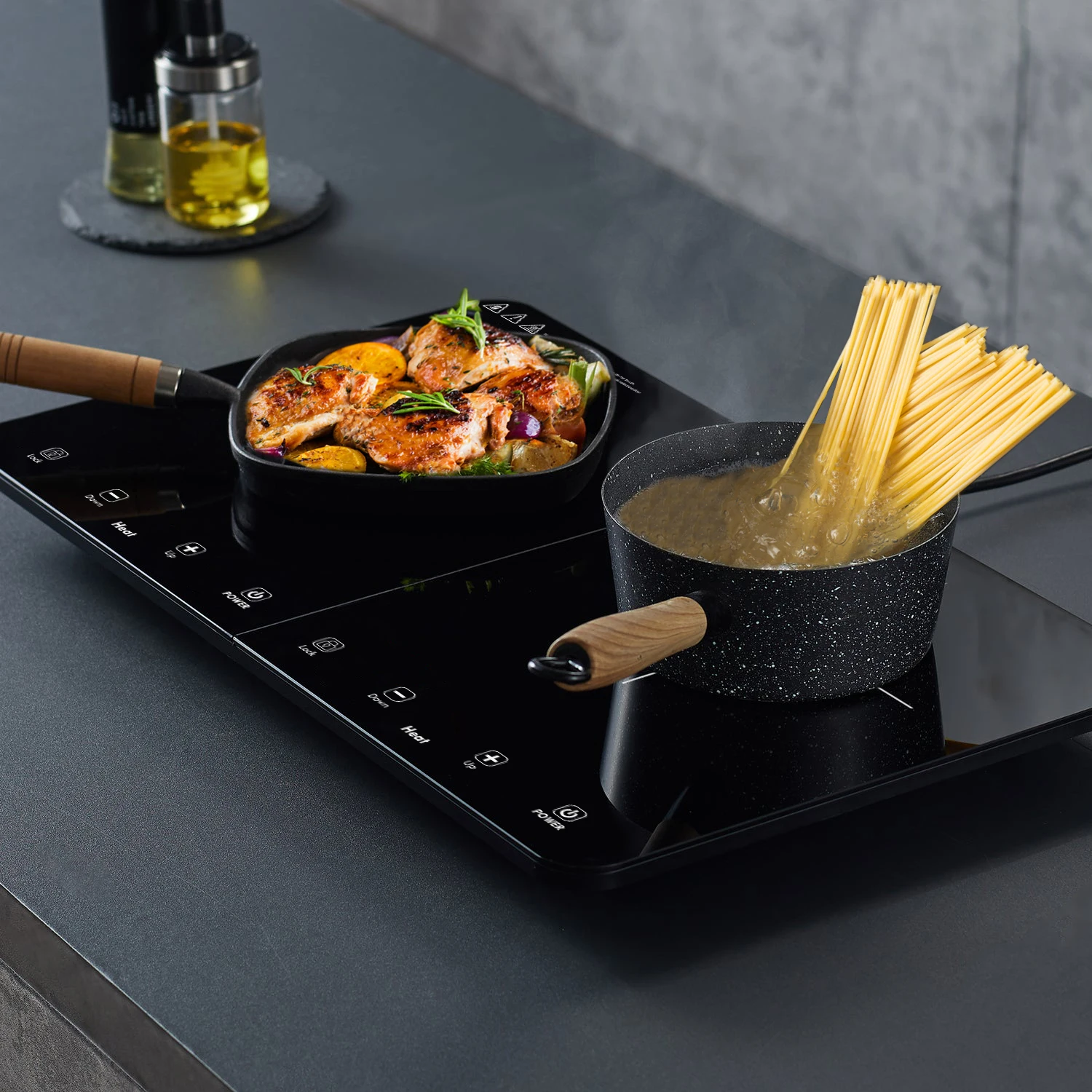 Ultra Slim Induction Stove top Electric Hob Countertop 3400W Portable Double Burner Induction Cooker