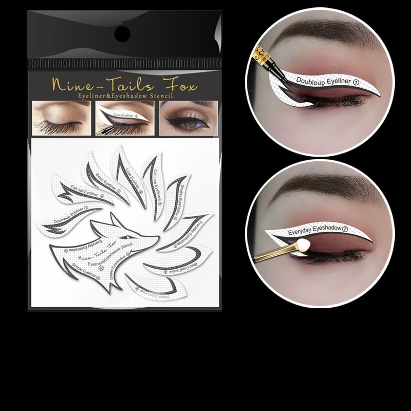 Amazon Eyeliner Stencil Kit Eyebrow Stencil Set Non-woven Materials 12 Style Eyeliner Eyeshadow Stencil Template