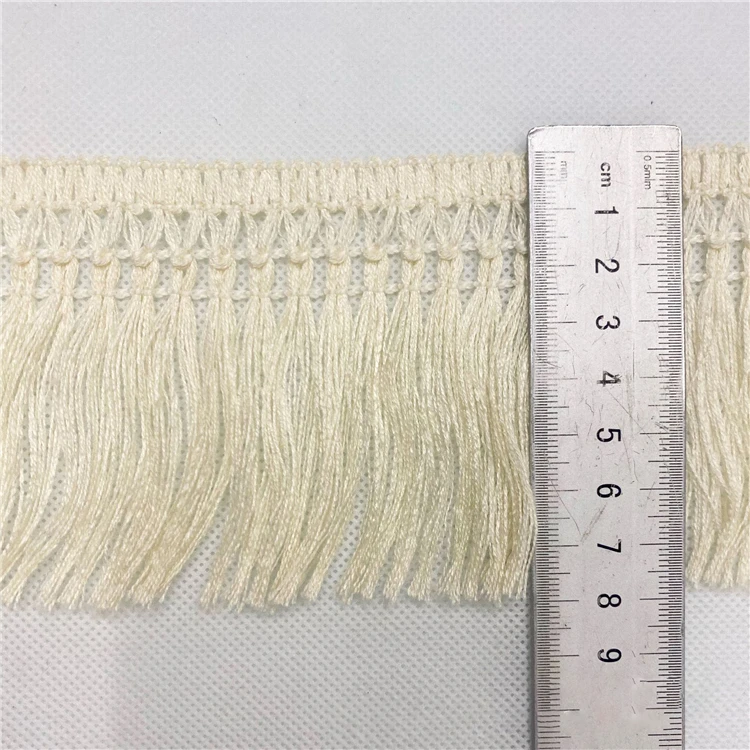Wholesale 50 Yards 8 cm Polyester White Tassel Fringe Lace Trimming  for Sewing Blanket Curtain