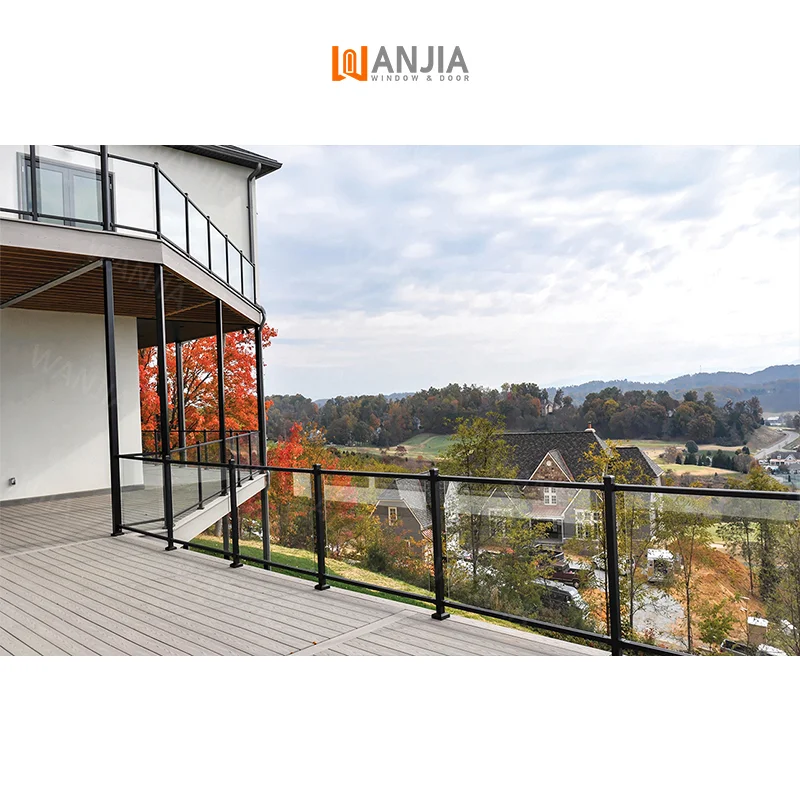 Customized Villa Exterior Tempered Glass Guardrail Aluminum Railing Stainless Steel Frameless Glass Railing Glass Railing
